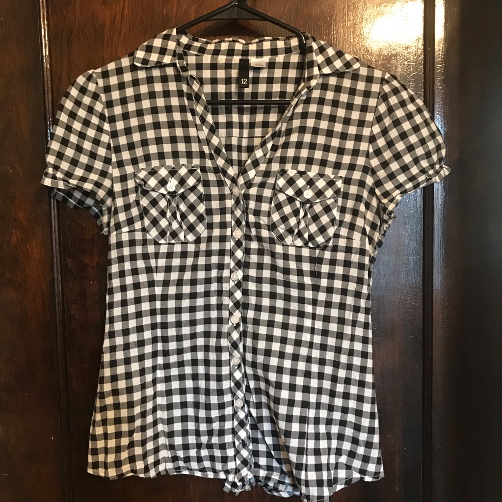 B&W Gingham Button Up
